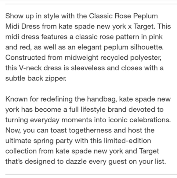 Kate Spade Classic Rose Peplum Midi Dress With Pockets - Picture 5 of 6